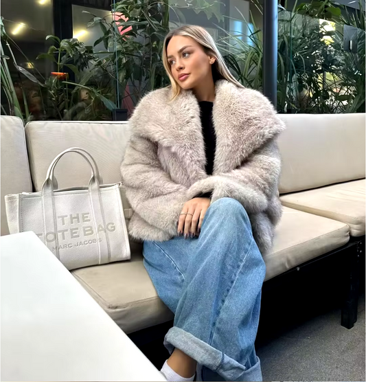 Faux Fur Oversized Jacket Coat as Seen On influencers Collar coat